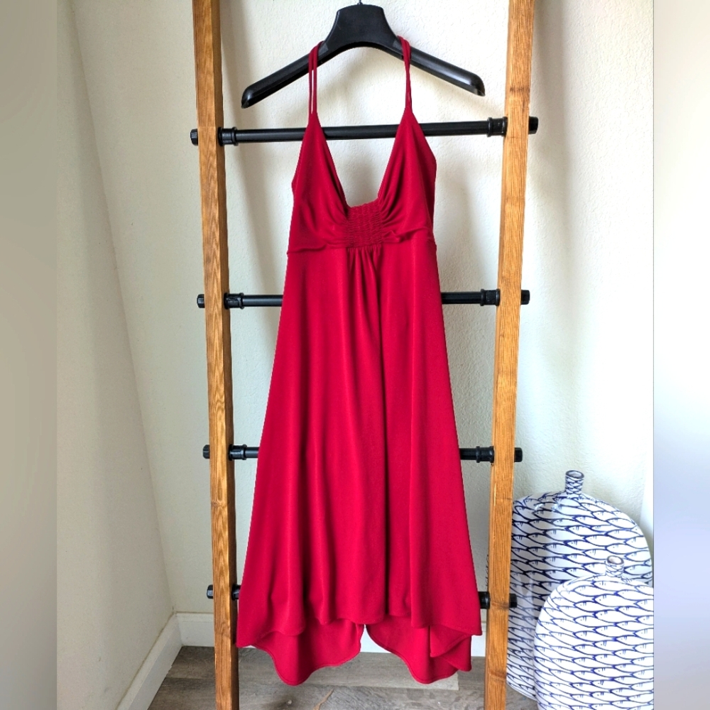 Moda International Women's Red Backless Assymetrical Midi Dress - Size S